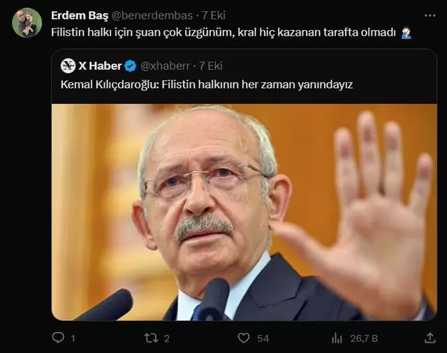 Kılıçdaroğlu'nun Filistin paylaşımına Erdem Baş'tan göndermeli yorum