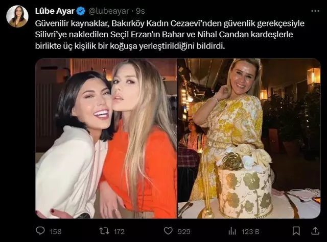 Seçil Erzan güvenlik nedeniyle Candan kardeşlerin 2 kişilik koğuşunda... 3 Seçil Erzan güvenlik nedeniyle Candan kardeşlerin 2 kişilik koğuşunda...