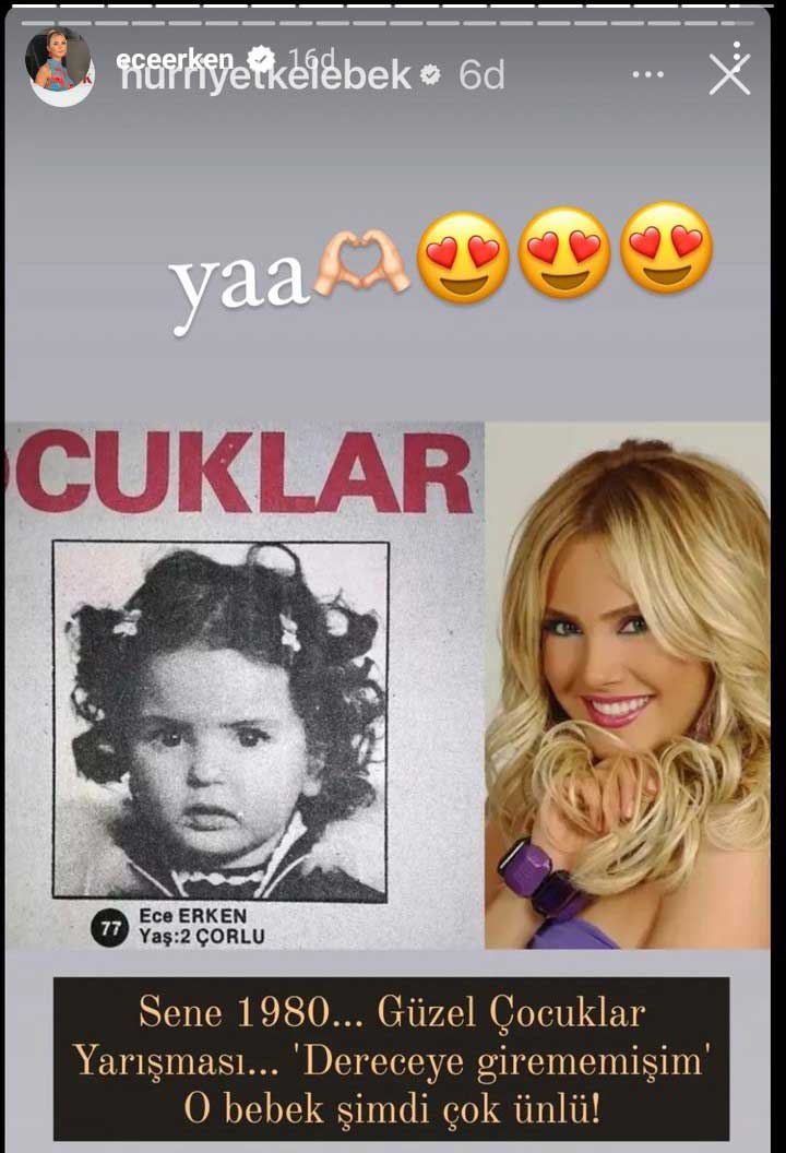 Ece Erken 2 yaşındaki halini paylaştı... Yarışmaya katılıp dereceye girememiş!