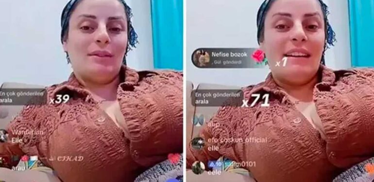 TikTok’u salladı! ‘Laz kızı’ lakaplı kadın dekolte vermek isterken canlı yayında düğmesi patladı!