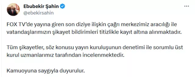Sosyal medyada gündem olan Kızıl Goncalar için RTÜK Başkanı Ebubekir Şahin'den açıklama