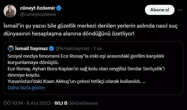 İsmail Saymaz "Suç makinesi çıktı! Ece Ronay kurşunları Ayhan Bora Kaplan’a uzanıyor" dedi! Ece Ronay'dan olay cevap: Kanıtlarsanız havlayacağım