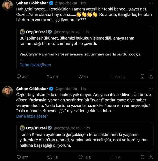 Özgür Özel İran'daki terör saldırısını eleştirdi! Şahan Gökbakar sert çıktı: "Kartona yazsınlar sizinkiler..."