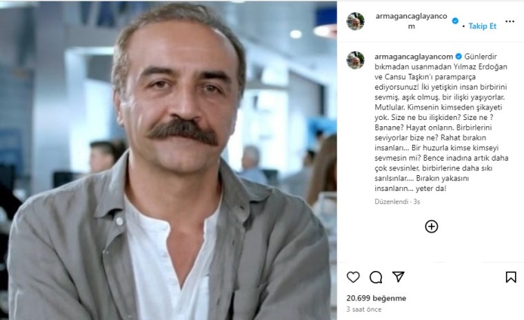 Armağan Çağlayan'dan Yılmaz Erdoğan'a destek