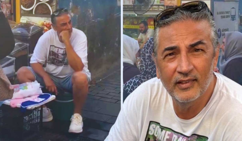 Ünlü şarkıcı Çelik’i pazarda gören gözlerine inanamadı! Tezgahı açtı, banyo lifi sattı